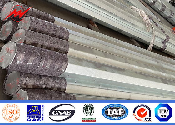 15KV 500KGF লোড অষ্টভুজাকার বৈদ্যুতিক পাওয়ার পোল হট ডিপ গ্যালভানাইজড 25FT-45FT