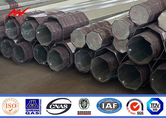 ক্রস আর্মস ISO 9001 সহ গ্যালভানাইজড স্টিল বৈদ্যুতিক পাওয়ার পোল বিটুমেন 20m