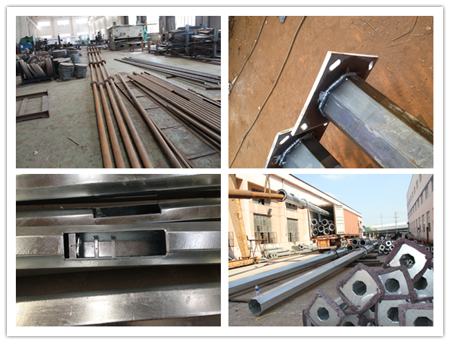 Hot dip galvanized 7m solar Street Light Poles with single arm 0